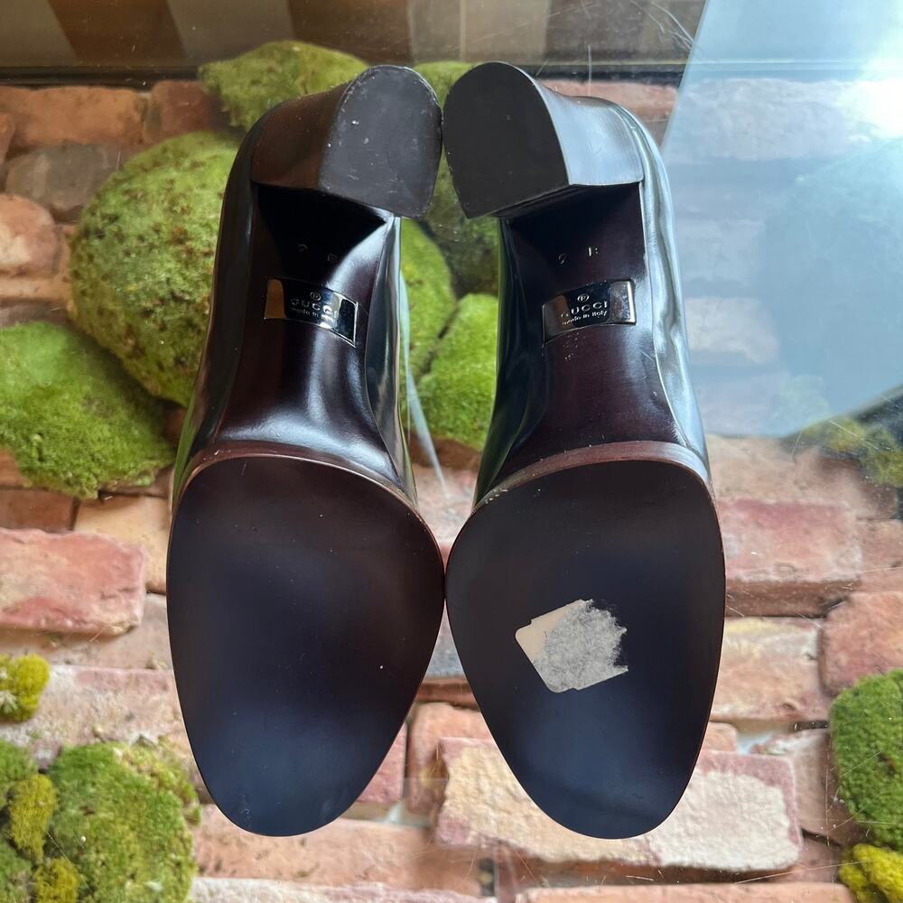 GUCCI Shiny Grey Leather Mule Heels SZ 9 - Picture 7 of 14